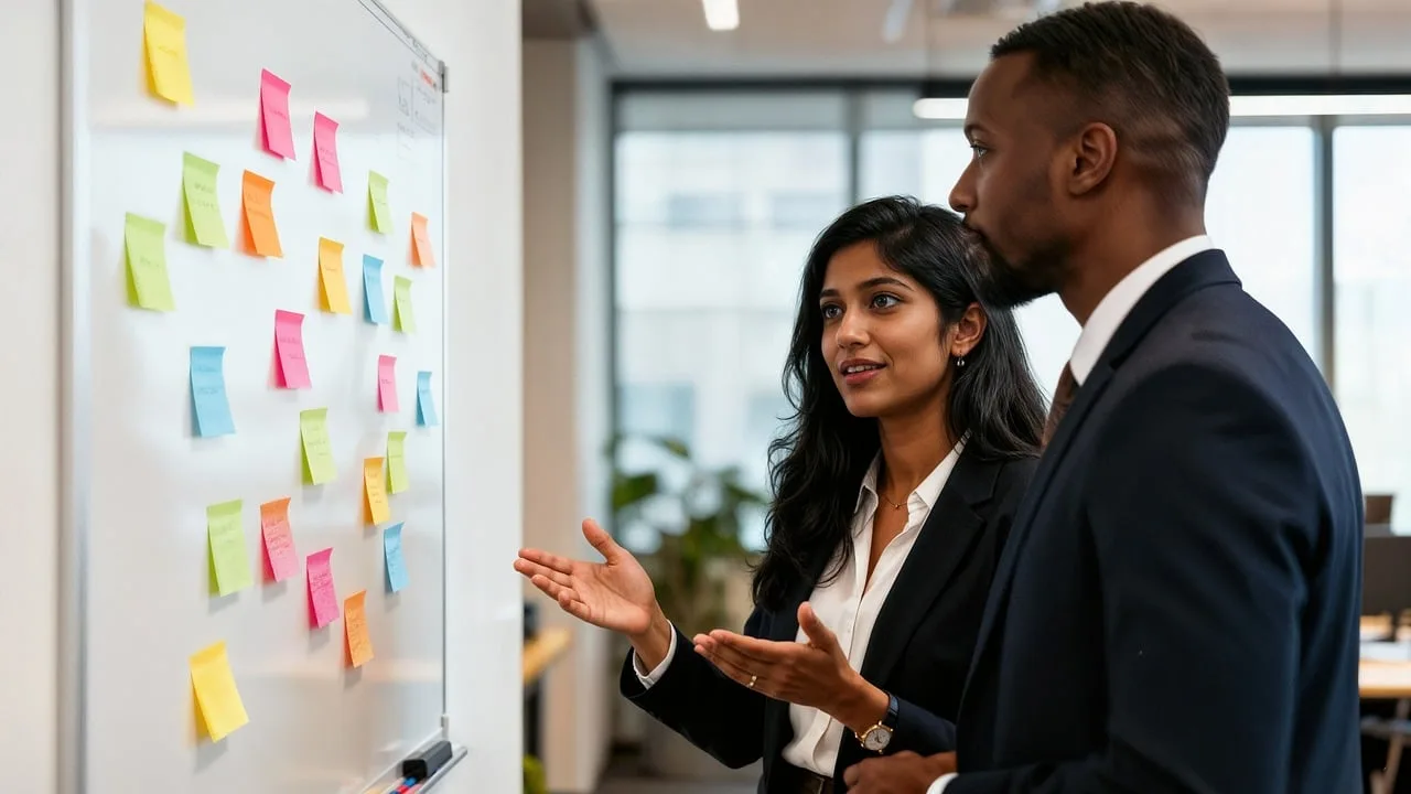 team, office, board, grades, adhesives, meeting, strategy, business, professional, woman, men, communication, planning, success, job, environment, corporate, rose, yellow, blue, green, rose flower, discussion, generated by ai