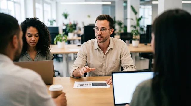 office, business, team, meeting, discussion, collaboration, colleagues, working, diverse, modern, laptops, desk, communication, teamwork, professionals, brainstorming, company, workspace, productive, together, ai generated. How to structure a sales enablement budget